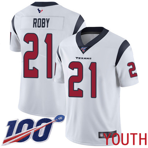 Houston Texans Limited White Youth Bradley Roby Road Jersey NFL Football #21 100th Season Vapor Untouchable
